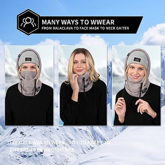 Fleece Balaclava Ski Mask Windproof Winter Face Cover Hooded Neck Warmer main image 4